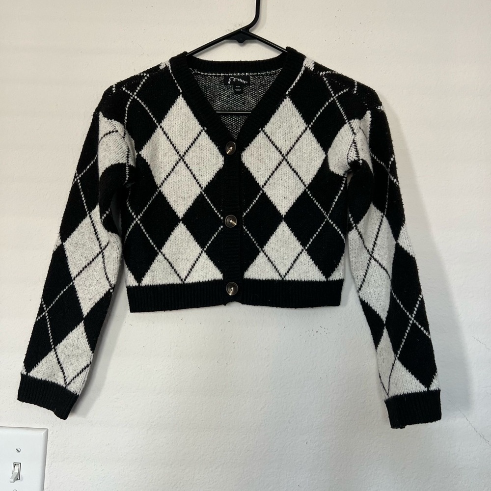 Girls Argyle Knit Cardigan Art Class Size M (8)